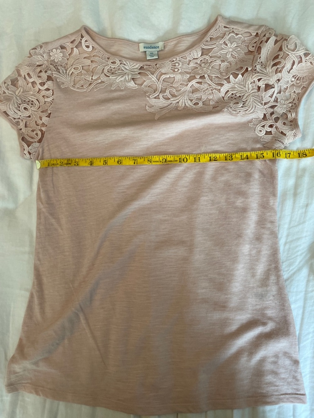 Sundance Blush Lace-Yoke Short Sleeve Tee - Picture 3 of 7